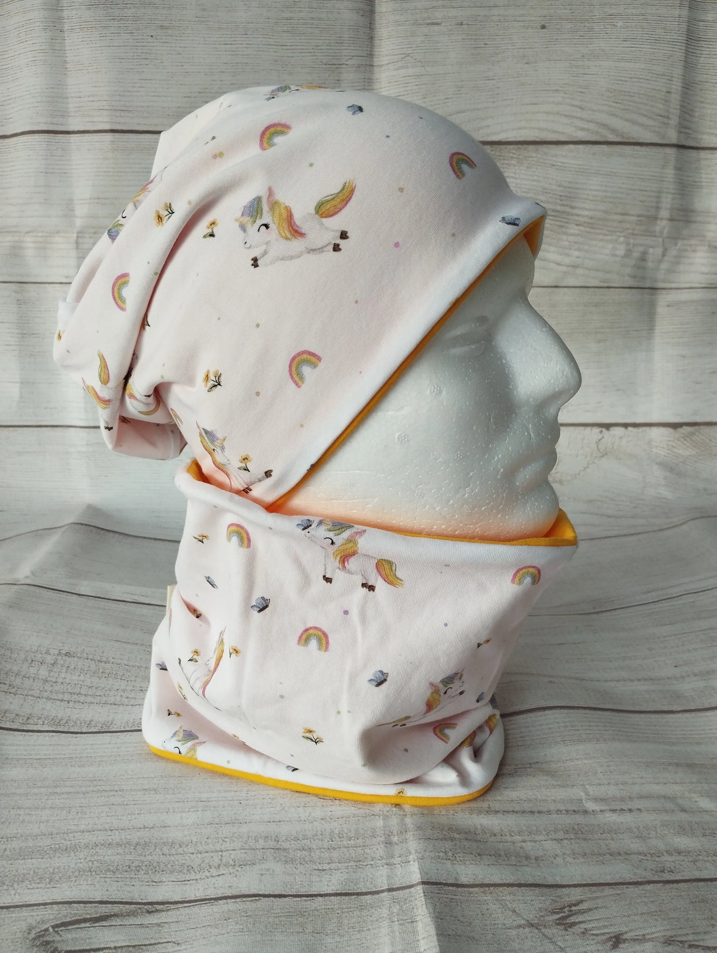 Winterset Einhorn - Mütze & Loop für Kinder
