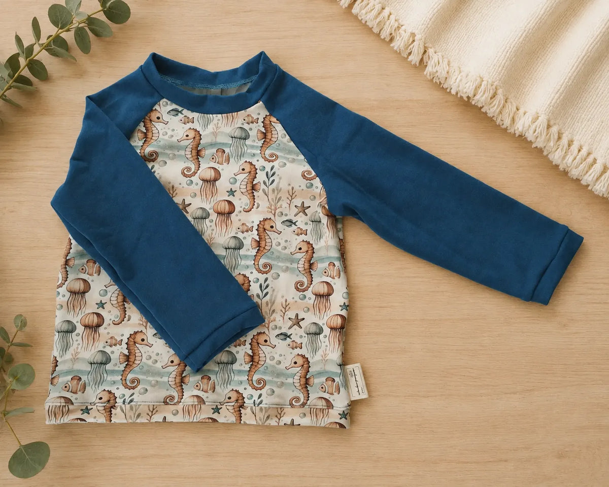 Raglan-Langarmshirt Seepferdchen