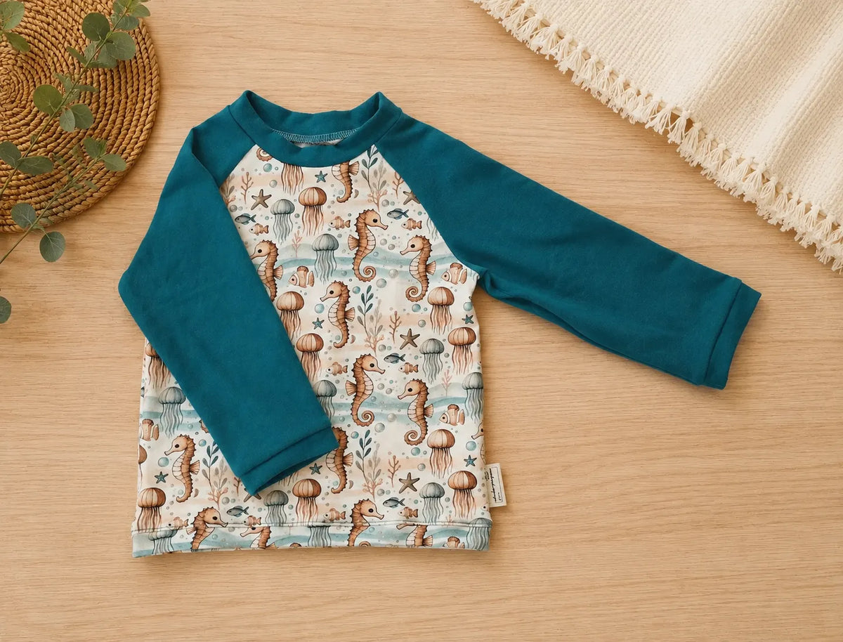 Raglan-Langarmshirt Seepferdchen