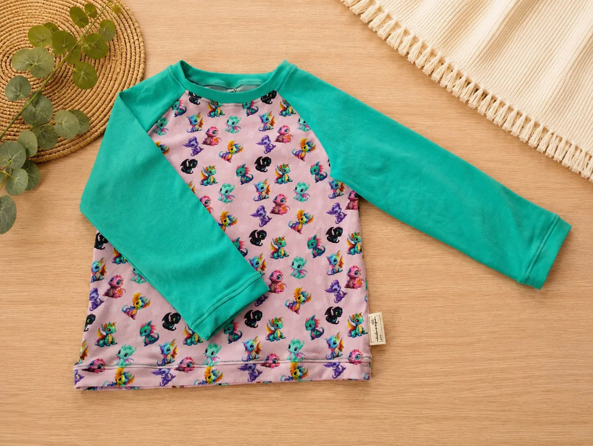 Raglan-Langarmshirt Kleine Drachen – verschiedene Farben