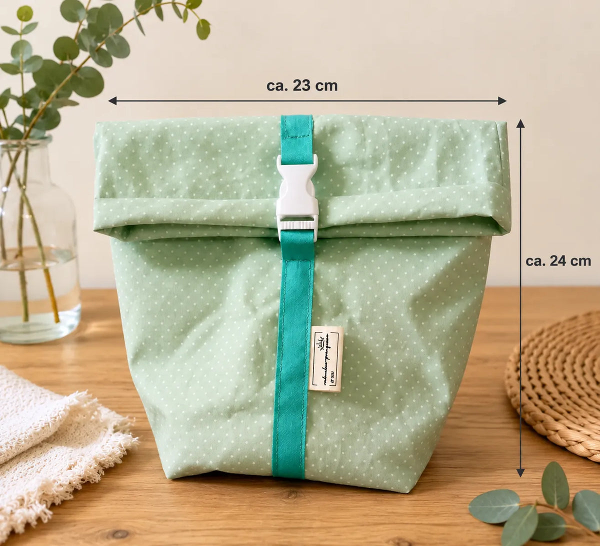 Lunchbag mit Maßangaben