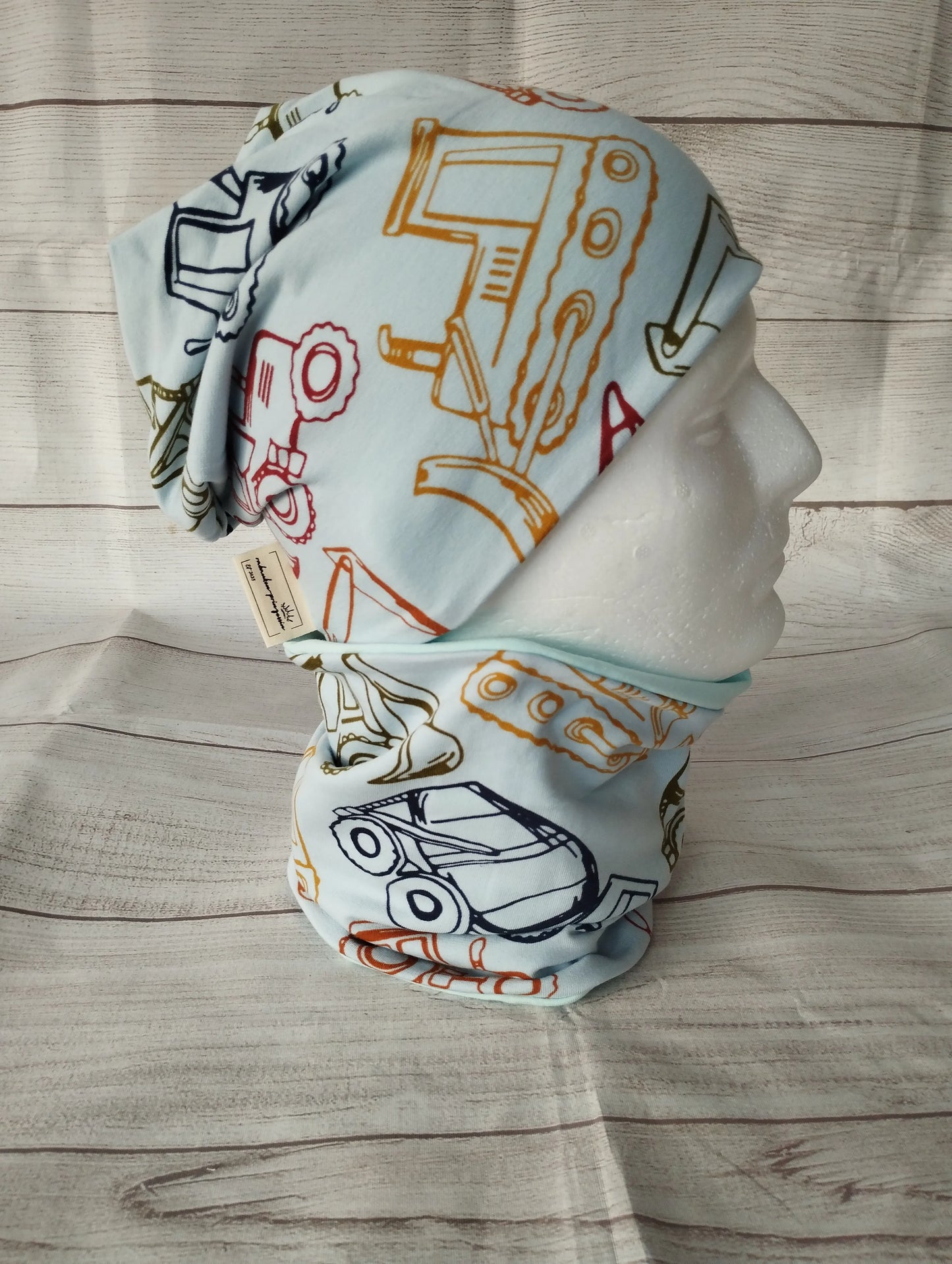 Winterset "Baustellenfahrzeuge" - Mütze & Loop für Kinder