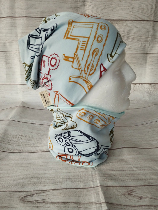 Winterset "Baustellenfahrzeuge" - Mütze & Loop für Kinder