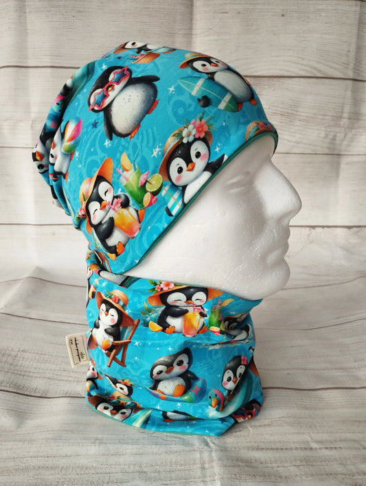 Winterset "Pinguinparty" - Mütze & Loop für Kinder