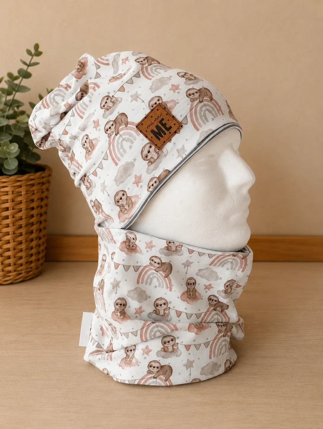 Mütze & Loop für Kinder Faultier