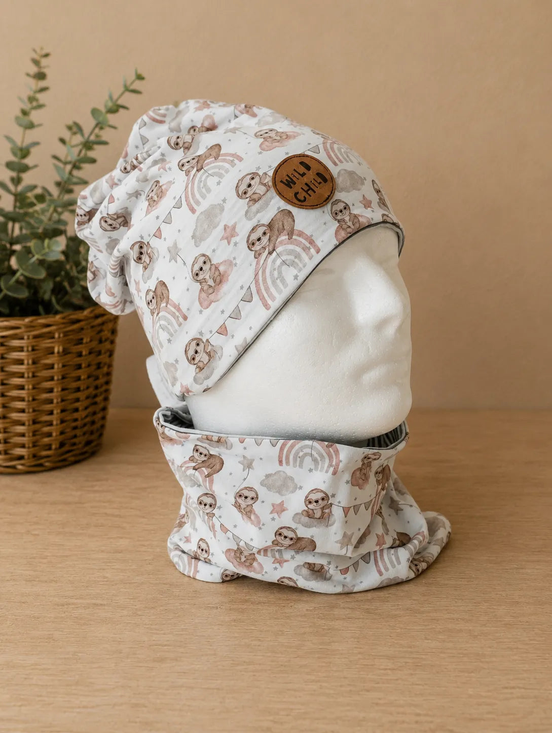 Mütze & Loop für Kinder Faultier