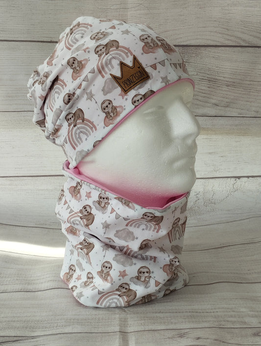 Winterset „Faultierzauber“ – Mütze & Loop für Kinder