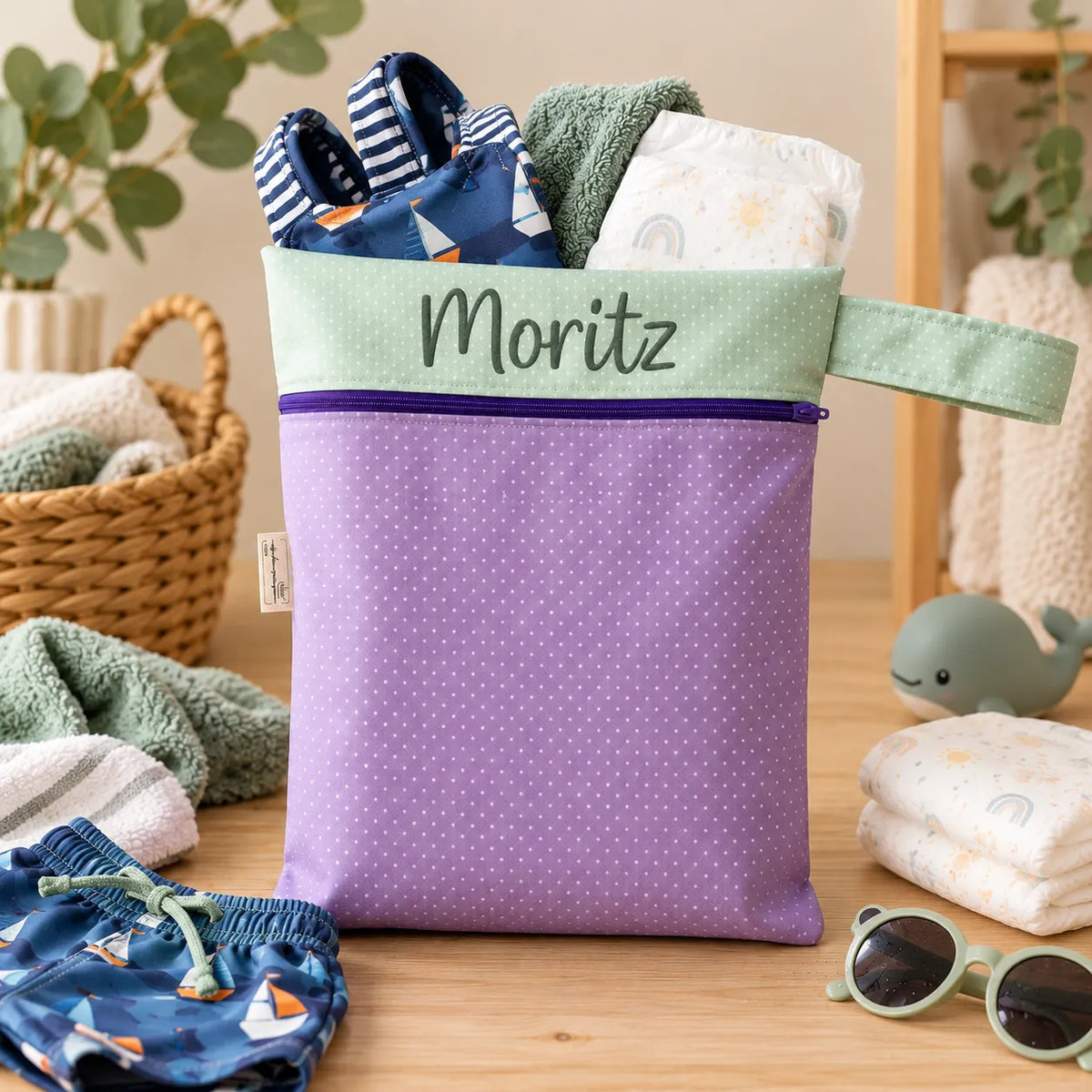 Wetbag mit personaliserten Namen