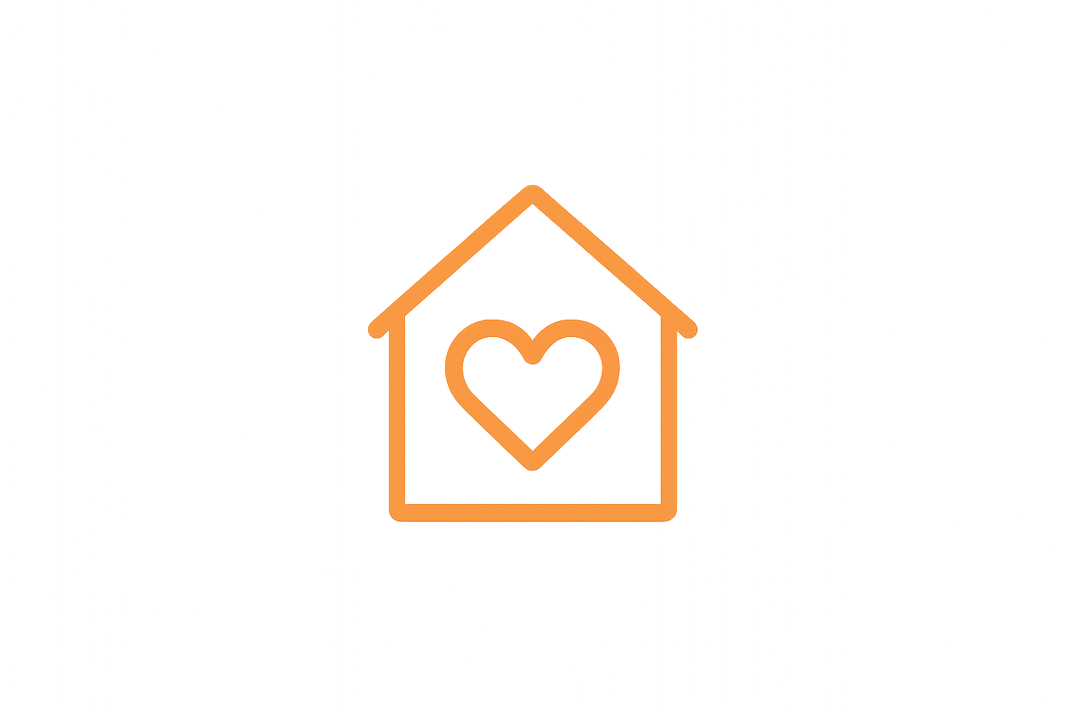 Illustration eines Hauses mit Herz – Sinnbild für Geborgenheit, Familiennähe und nachhaltige Kindermode aus Oldenburg