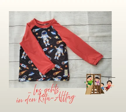 Raglan-Langarmshirt für Kinder mit Weltraum-Motiv - Astronauten, Planeten & Raketen
